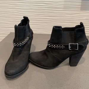 Black heeled moto ankle boots